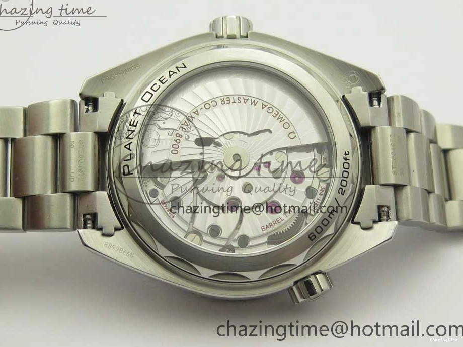 0407 Trendy Planet Ocean 43.5mm SS VSF 1:1 Best Edition Black Ceramic Bezel and Dial on SS Bracelet A8900 Super Clone 7973